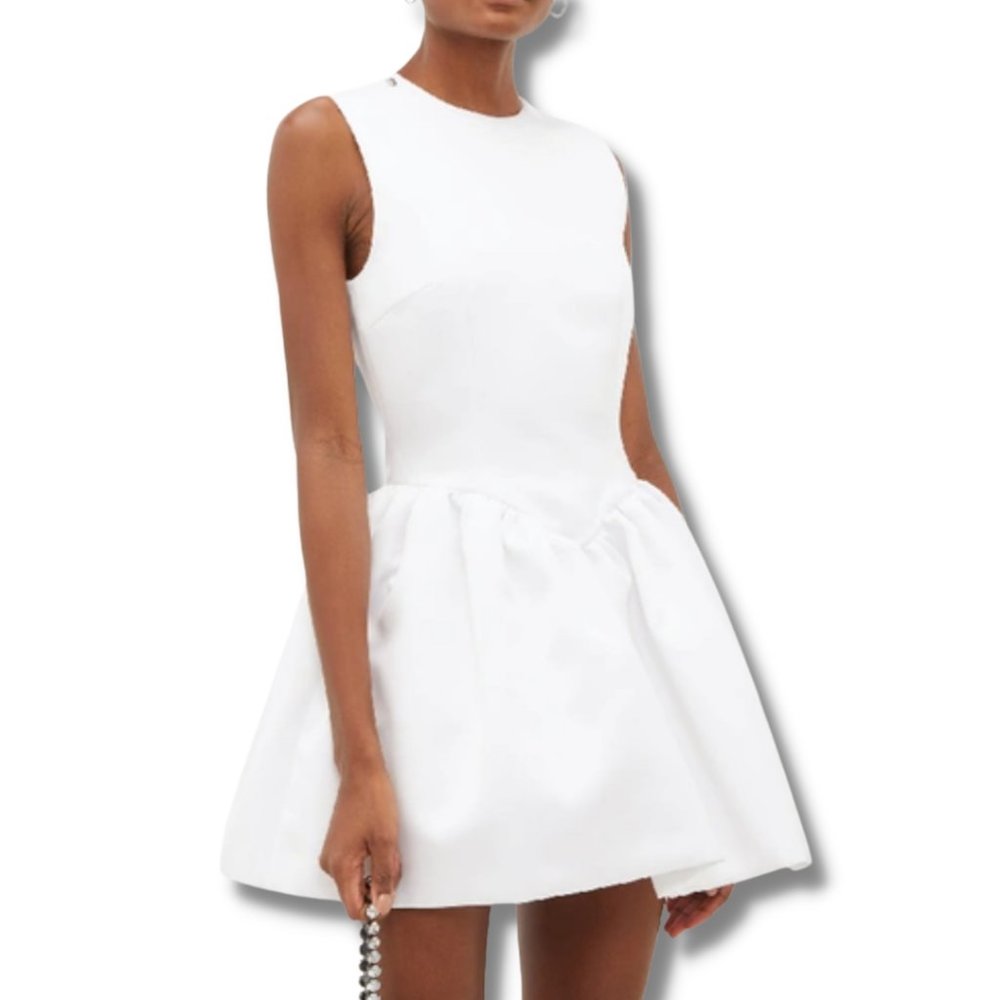 Christopher Kane Crystal-embellished Puffed Satin White Mini Dress - Picture 5 of 7